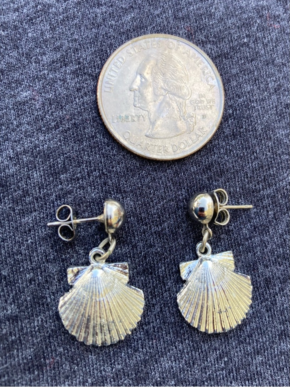 Silver Shell Drop Stud Earrings - Women Jewelry